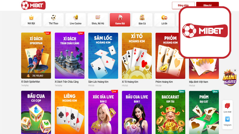 Một số tựa game bài đổi thưởng được yêu thích tại Mibet